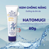 Kem Chống Nắng Hatomugi Dưỡng Ẩm & Làm Sáng Da The UV Milky Gel UV Care & Moisturizing SPF50+ PA++++ - MÀU TRẮNG