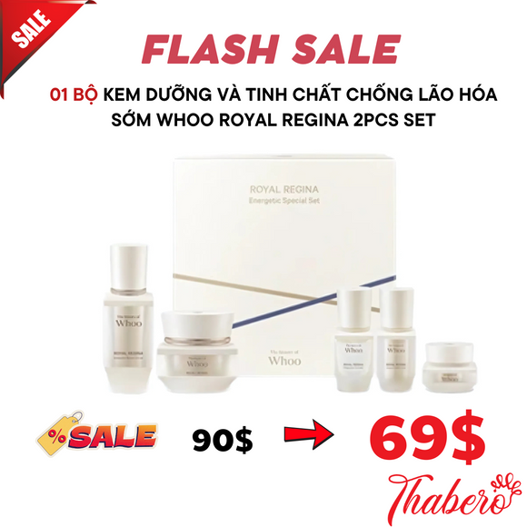 Bộ Kem Dưỡng và Tinh Chất Chống Lão Hóa Sớm Whoo Royal Regina 2PCS Set