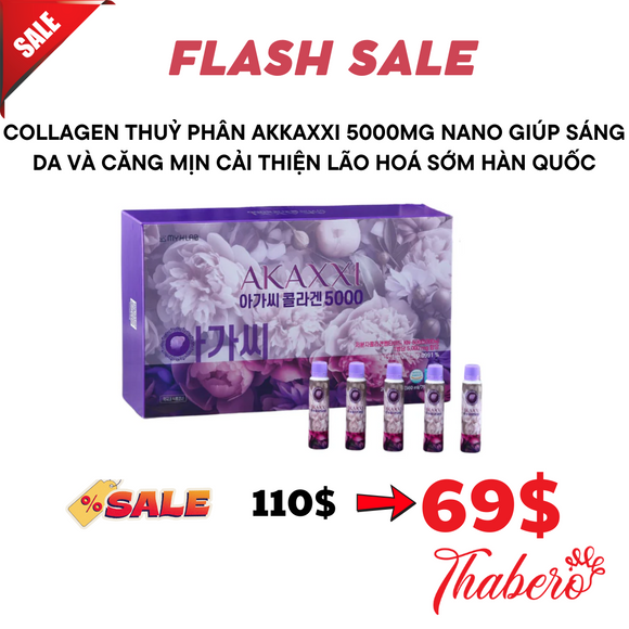 Collagen thuỷ phân Akkaxxi 5000mg  nano giúp sáng da và căng mịn cải thiện lão hoá sớm Hàn Quốc