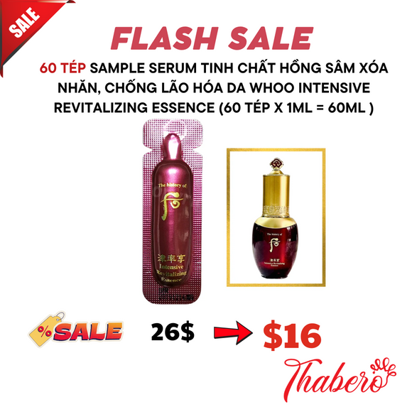 Sample serum Tinh Chất hồng sâm Xóa Nhăn, Chống Lão Hóa Da  Whoo  Intensive Revitalizing Essence (60 tép x 1ml = 60ml )