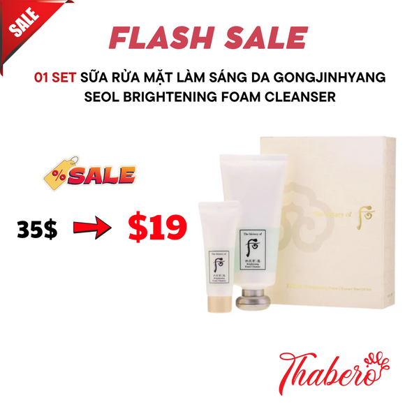 Bộ Sữa Rửa Mặt Làm Sáng Da Gongjinhyang Seol Brightening Foam Cleanser - whoo trắng