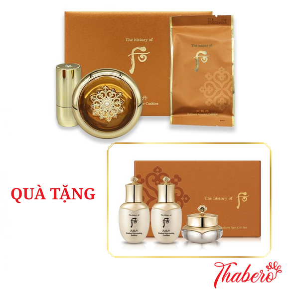 Set Cushion Hoa Niên Whoo Cheongidan Radiant Essence Cushion - Tặng kèm set dưỡng da WHOO tái sinh - Tone số 21 da sáng