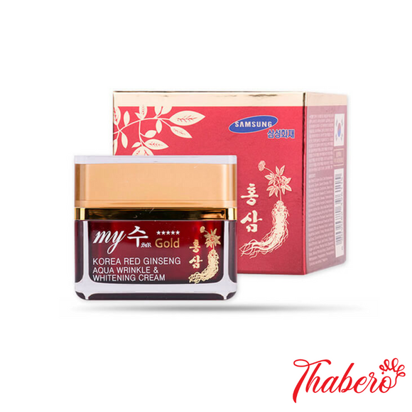 Kem dưỡng hồng sâm dưỡng trắng da, cung cấp độ ẩm & đàn hồi da My Gold Korea Red Ginseng Aqua Wrinkle & Whitening Cream - Kem sâm vuông
