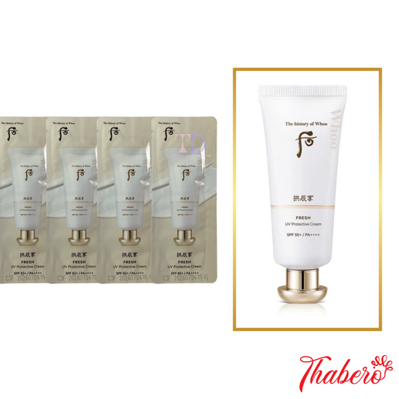 Sample Kem Chống Nắng Mỏng Nhẹ và mát da  Whoo Gongjinhyang Fresh UV Protective Cream SPF50+/PA++++ - WHOO FRESH (120 gói x1ml =120ml)