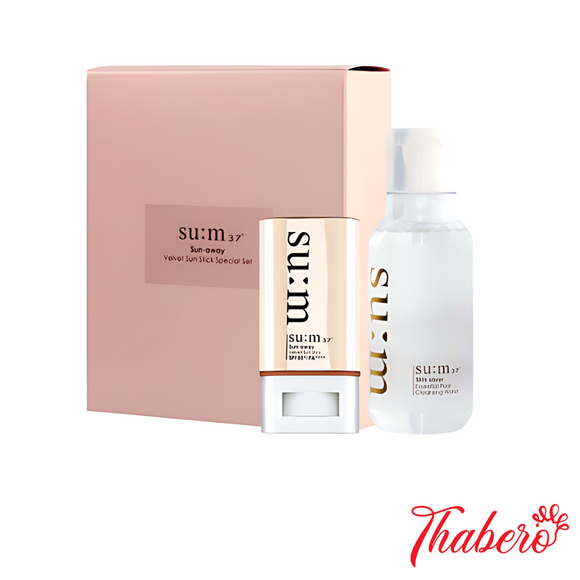 Set Kem chống nắng dạng thỏi & Nước tẩy trang Su:m37 Sun-away Velvet Sun Stick SPF50+/PA++++