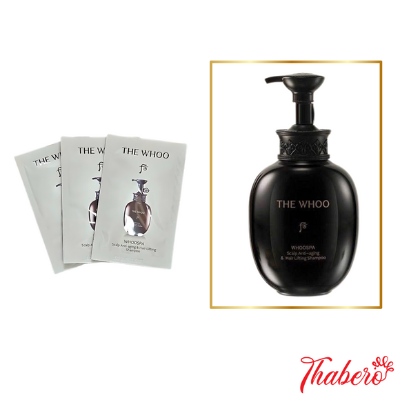Sample Dầu gội thảo dược Đông Y Whoo Spa Essence Shampoo Chăm Sóc Da Đầu Phục Hồi Tóc Hư Tổn, chống rụng và giúp tóc khoẻ phồng bồng bềnh  (20 gói x 7ml = 140ml ) Gội Whoo đen