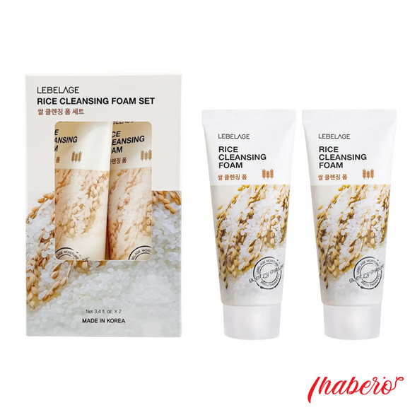 Set sữa rửa mặt cám gạo mịn da, trắng sáng, cung cấp độ ẩm LEBELAGE Rice Cleansing Foam Set