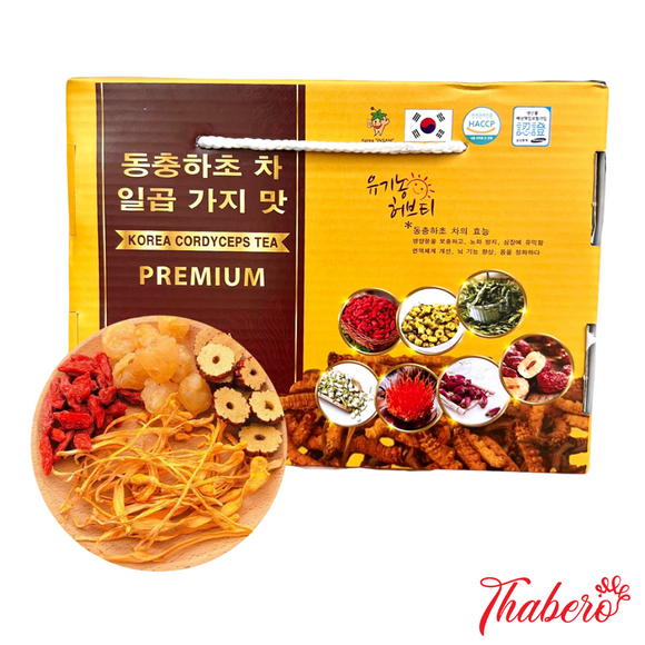 Trà đông trùng hạ thảo 7 vị thảo mộc giúp an thần, đẹp da, tăng cường sức khoẻ Cordyceps Tea Premium