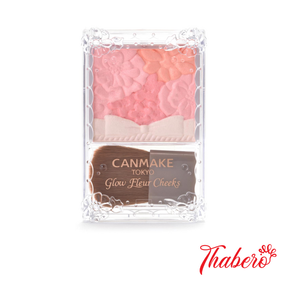 Phấn má Canmake Glow Fleur Cheeks, màu 02 - Hồng mơ