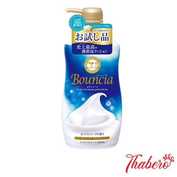 Sữa Tắm Bouncia Tinh Chất Sữa Bò Làm sạch sâu tẩy da chết,  Sáng Da, Mềm Mịn & Thơm Mát Dài Lâu - Màu Xanh trắng