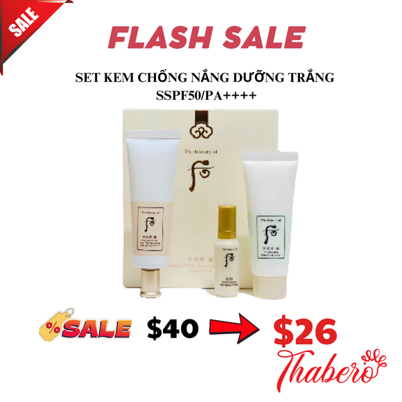 Set Kem Chống Nắng Dưỡng Trắng Whoo Gongjinhyang Seol Radiant White Tone Up Sunscreen SPF50+/PA++++ - Set chống nắng whoo trắng nâng tone