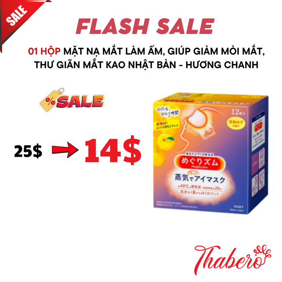 Mặt nạ mắt làm ấm, giúp giảm mỏi mắt,giảm khô,  thư giãn mắt và ngủ ngon KAO  Nhật Bản - Hương chanh