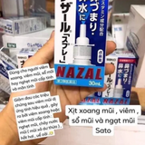 Xịt thông mũi trị nghẹt mũi và sổ mũi Sato Nazal Nhật Bản.