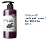 Sữa Rửa Mặt Sủi Bọt Thải Độc Rau Củ 3 in 1 tẩy trang, rửa mặt , thải độc tố làm săn chắc da Super Vegitoks Cleanser - MÀU TÍM SĂN CHẮC DA