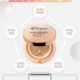 Cushion tinh chất vàng trang điểm che phủ &amp; chống nắng Elujai Essence Cover Cushion Foundation Gold Season 4.0 - Tone số 21 sáng da tự nhiên