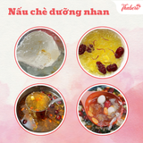 Dưỡng Nhan ( Nhựa đào , Bồ Mể , Tuyết Yến Mũ trôm ) - Dùng để ngâm uống giúp thanh lọc cơ thể mát gan sạch ruột nhuận trường và bổ sung collagen tự nhiên đẹp da .