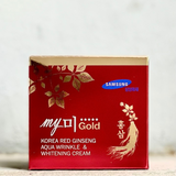 Kem dưỡng hồng sâm dưỡng trắng da, cung cấp độ ẩm & đàn hồi da My Gold Korea Red Ginseng Aqua Wrinkle & Whitening Cream - Kem sâm vuông