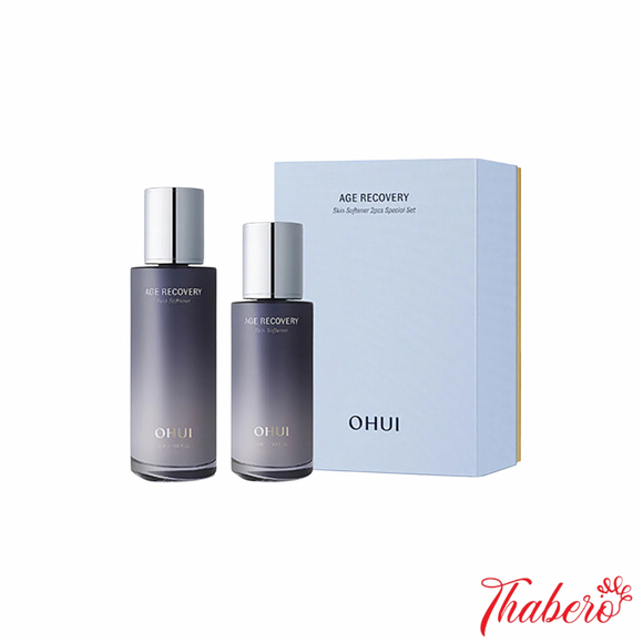 Set Nước Hoa Hồng Ohui tím Age Recovery Skin Softener và Sửa dưỡng cải thiện nếp nhăn OHUI tím Age Recovery Emulsion.