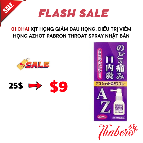 Xịt họng giảm đau họng, điều trị viêm họng Azhot Pabron Throat Spray Nhật Bản