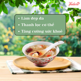 Dưỡng Nhan ( Nhựa đào , Bồ Mể , Tuyết Yến Mũ trôm ) - Dùng để ngâm uống giúp thanh lọc cơ thể mát gan sạch ruột nhuận trường và bổ sung collagen tự nhiên đẹp da .