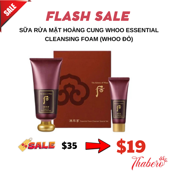 Sữa rửa mặt hoàng cung Whoo Essential Cleansing Foam (Whoo đỏ)