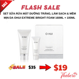 Set Sữa Rửa Mặt dưỡng trắng, làm sạch & mềm mịn da Ohui Extreme Bright Foam 160ml + 100ml
