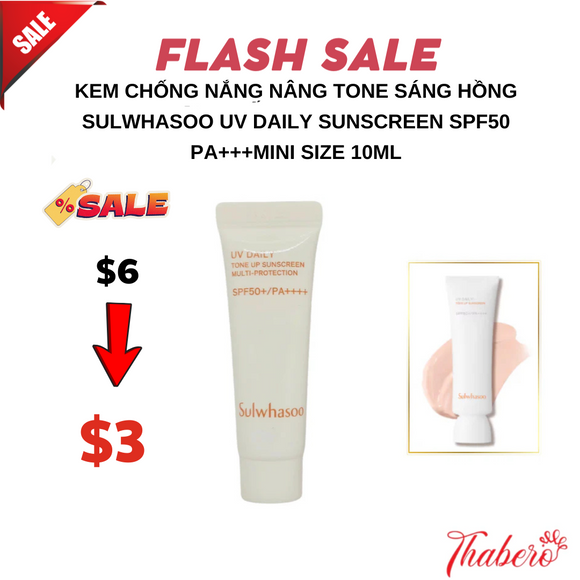 Kem Chống Nắng  Nâng Tone sáng hồng  Sulwhasoo UV Daily Sunscreen SPF50 PA+++Mini size 10ml