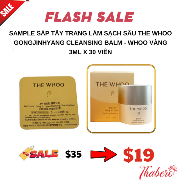 Sample Sáp tẩy trang làm sạch sâu THE WHOO GongJinHyang Cleansing Balm - WHOO VÀNG 3ml x 30 viên