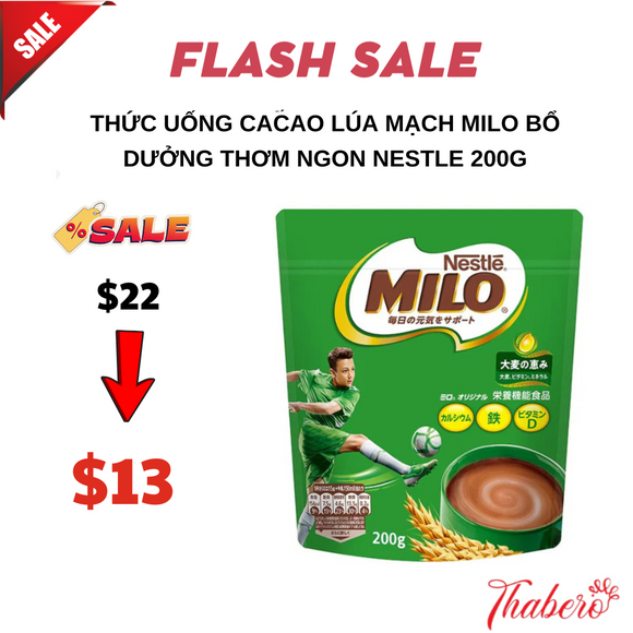 Thức uống cacao lúa mạch MILO bổ dưởng thơm ngon Nestle 200g