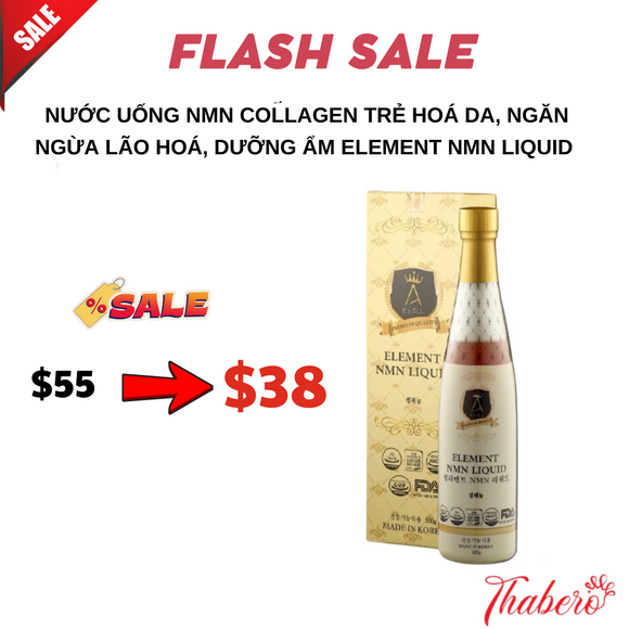 Nước uống  NMN collagen trẻ hoá da, ngăn ngừa lão hoá, dưỡng ẩm Element NMN Liquid ( CHAI HÌNH MÀU VÀNG NHẠT)