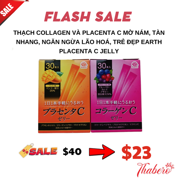 Thạch collagen và placenta C mờ nám, tàn nhang, ngăn ngừa lão hoá, trẻ đẹp Earth Placenta C Jelly