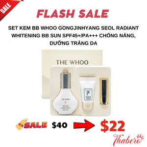 Set Kem BB Whoo Gongjinhyang Seol Radiant Whitening BB Sun SPF45+/PA+++ chống nắng, dưỡng trắng da