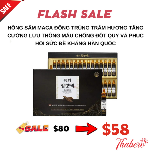 Hồng sâm maca đông trùng trầm hương tăng cường lưu thông máu chống đột quỵ và phục hồi sức đề kháng Hàn Quốc