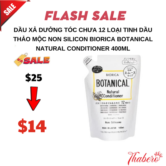 Dầu Xả dưởng tóc chưa 12 loại tinh dầu thảo mộc Non Silicon Biorica Botanical Natural Conditioner 400ml.