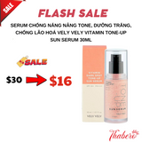 Serum chống nắng nâng tone, dưỡng trắng, chống lão hoá Vely Vely Vitamin Tone-Up Sun Serum 30ml