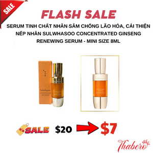 Serum Tinh Chất Nhân Sâm chống lão hóa, Cải thiện nếp nhăn Sulwhasoo Concentrated Ginseng Renewing Serum - Mini size 8ml