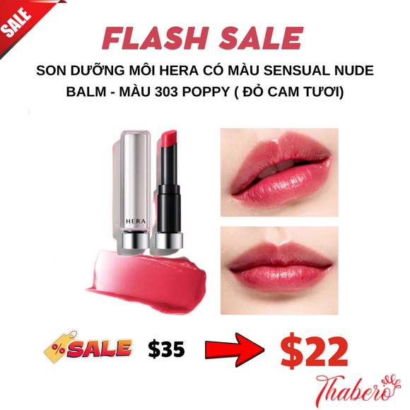 Son Dưỡng Môi Hera có màu Sensual Nude Balm - Màu 303 Poppy ( ĐỎ CAM TƯƠI)