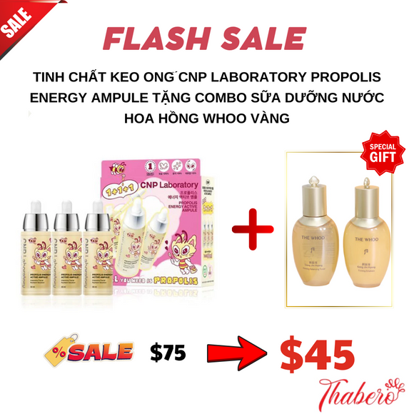 Tinh chất keo ong CNP Laboratory Propolis Energy Ampule Tặng Combo nước hoa hồng sữa dưỡng whoo vàng