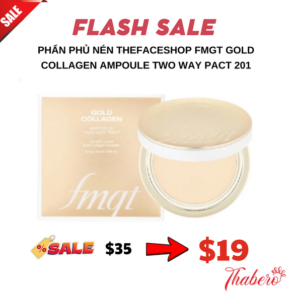 Phấn Phủ Nén TheFaceShop Fmgt Gold Collagen Ampoule Two Way Pact 201