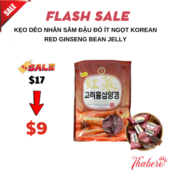 Kẹo dẻo nhân sâm đậu đỏ ít ngọt  Korean Red Ginseng Bean Jelly