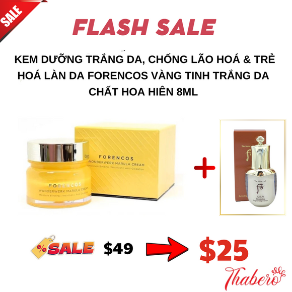 Kem Dưỡng trắng da, chống lão hoá & trẻ hoá làn da Forencos Vàng Wonderwerk Marula Cream Tặng tinh chất trắng da hoa hiên