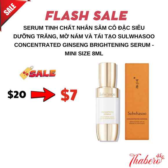 Serum Tinh chất nhân sâm cô đặc siêu dưỡng trắng, mờ nám và tái tạo Sulwhasoo Concentrated Ginseng Brightening Serum - Mini size 8ml