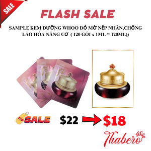 Sample Kem dưỡng Whoo đỏ mờ nếp nhăn,chống lão hoá, nâng cơ Intensive Revitalizing Cream (120 gói x 1ml =120 ml)