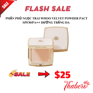 Phấn phủ ngọc trai Whoo Velvet Powder Pact SPF30/PA++ dưỡng trắng da.