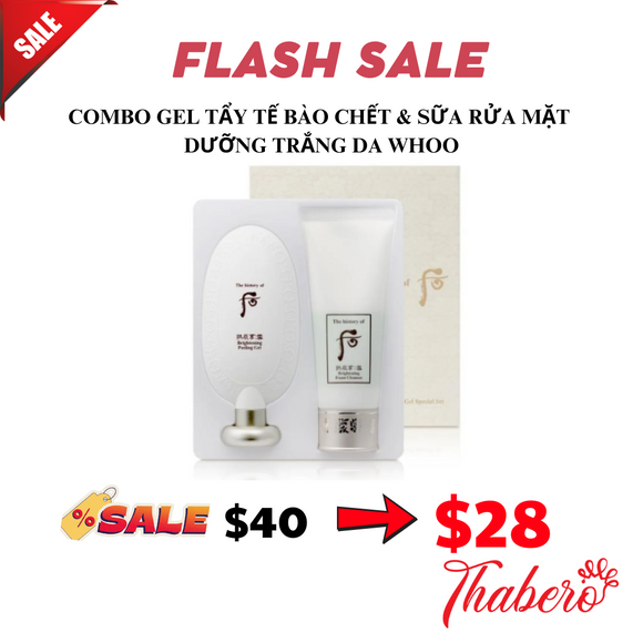 Set tẩy tế bào chết whoo brightening peeling gel & Sữa rửa mặt dưỡng trắng da cùng dòng Gongjinhyang Seol Brightening Foam Cleanser - Set tẩy da chết whoo trắng 