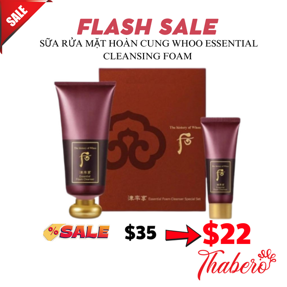 Sữa rửa mặt hoàng cung Whoo Essential Cleansing Foam (Whoo đỏ)