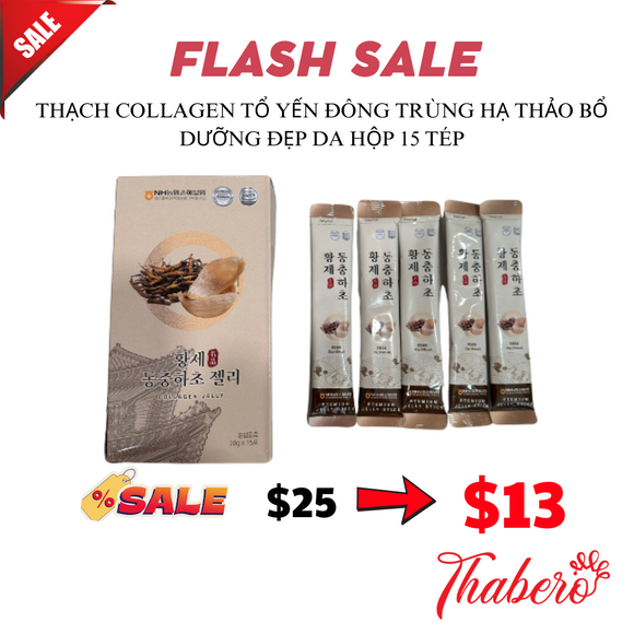 Thạch collagen tổ yến đông trùng hạ thảo bổ dưỡng, đẹp da Nonghuyp Hàn Quốc - Hộp 15 tép