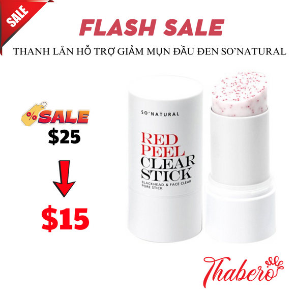 Thanh Lăn Hỗ Trợ Giảm Mụn Đầu Đen So'Natural Red Peel Clear Stick Blackhead & Face Clear Pore Stick
