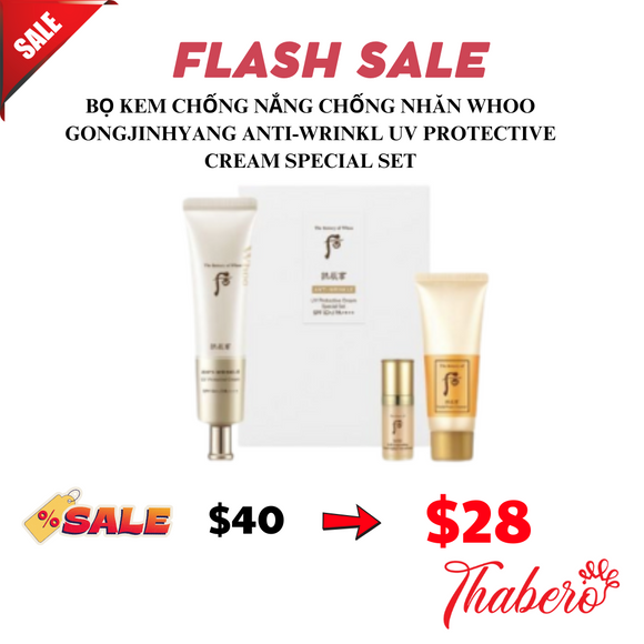 Bộ Kem Chống Nắng Chống Nhăn Whoo Gongjinhyang Anti - Wrinkle UV Protective Cream Special Set