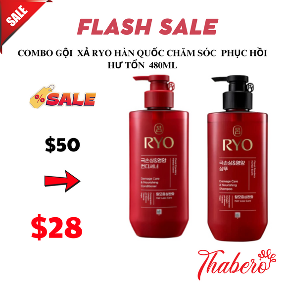 Combo Gội Xả Ryo Hàn Quốc phục hồi tóc hư tổn , giúp suôn mượt , giảm gãy rụng . ( Ryo sâm đỏ )